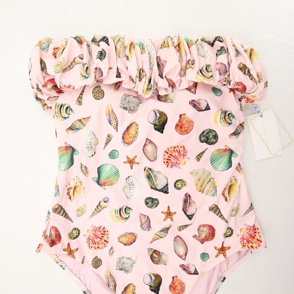 Antonio Melani x Jennifer Sumko One Piece Pink Coastal Print Ruffle Size XL NWT - Picture 3 of 13